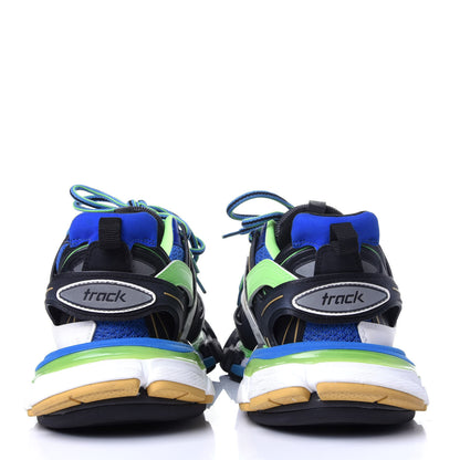 Balenciaga Mesh Nylon Mens Track Sneakers 39 Black Blue Green 6 of 10