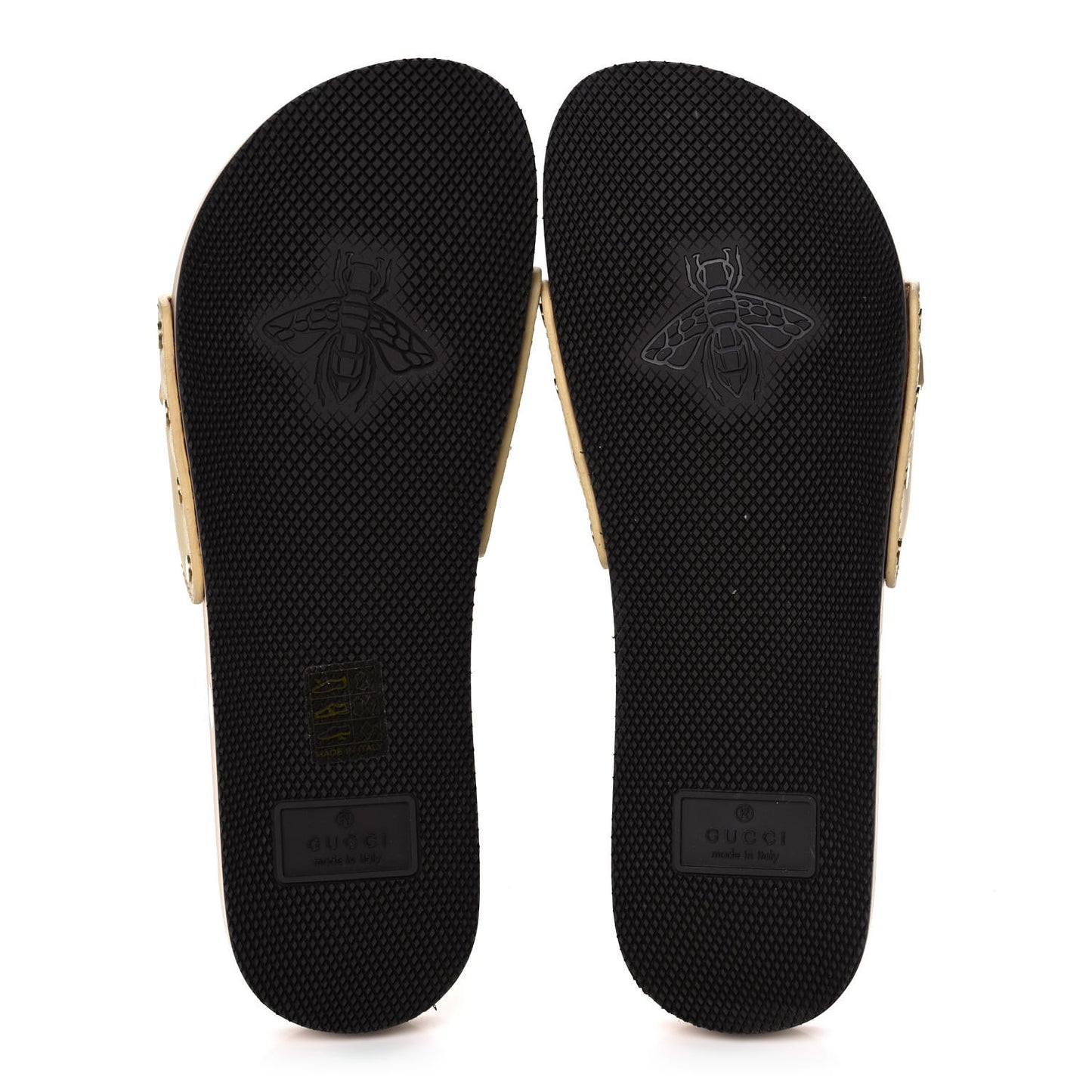 Calfskin Interlocking G Mens Slide Sandals 5 Burro