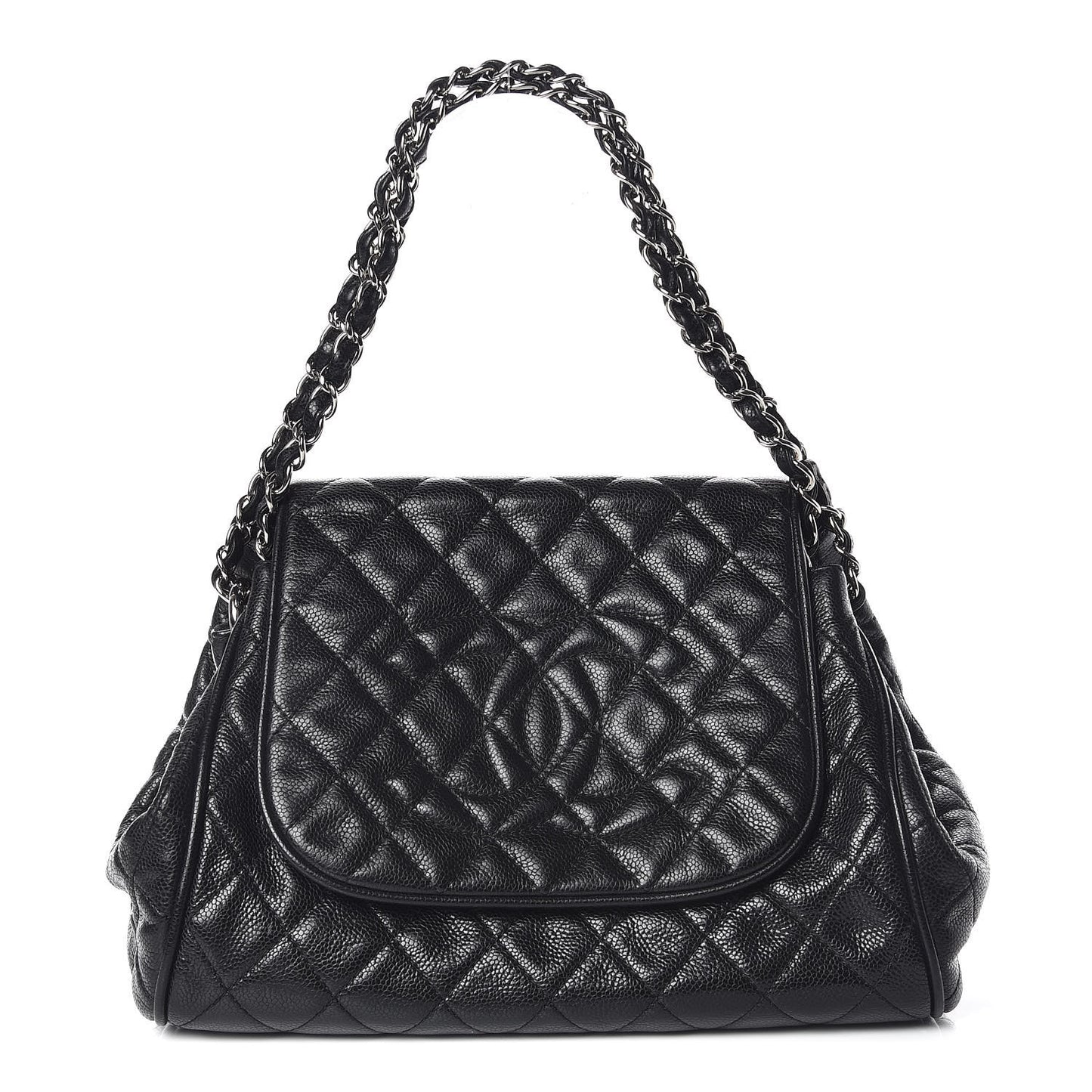 Caviar Quilted Timeless Accordion Flap Black