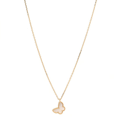 Van Cleef & Arpels 18K Yellow Gold Mother of Pearl Sweet Alhambra Butterfly Pendant Necklace 4 of 7