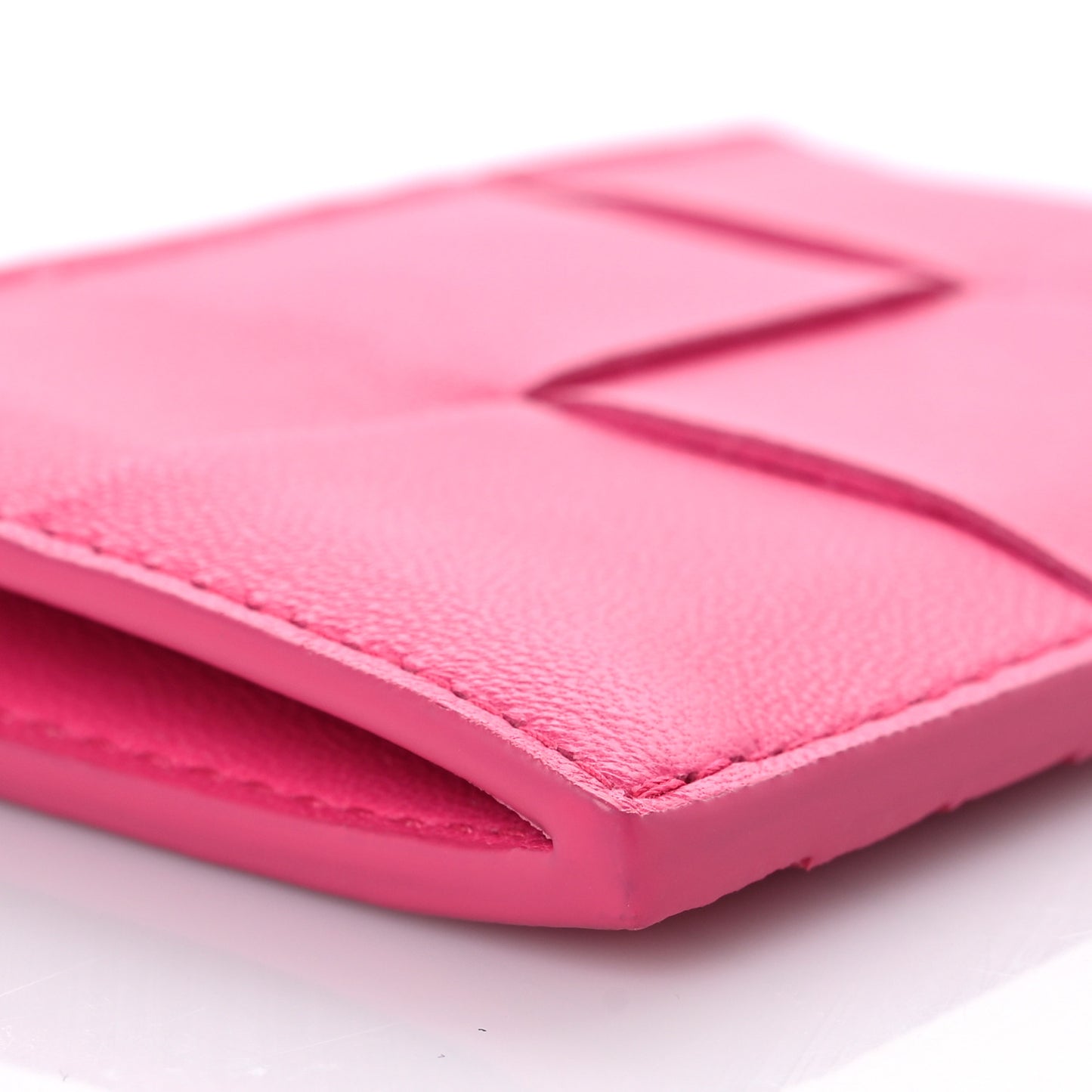 Nappa Maxi Intreccio Zipped Card Case Pink