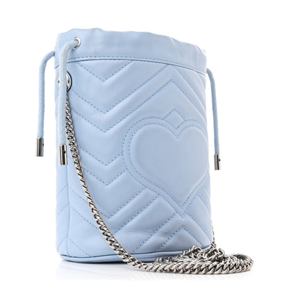 Gucci Calfskin Matelasse Mini GG Marmont 2.0 Bucket Bag Porcelain Light Blue 3 of 11