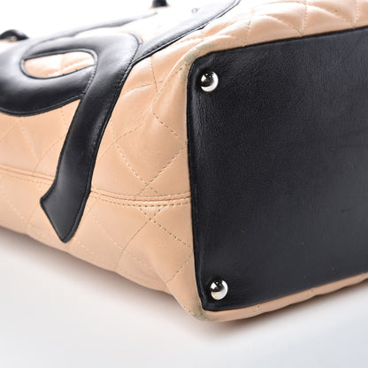 Chanel Calfskin Quilted Medium Cambon Tote Beige Black 8 of 20