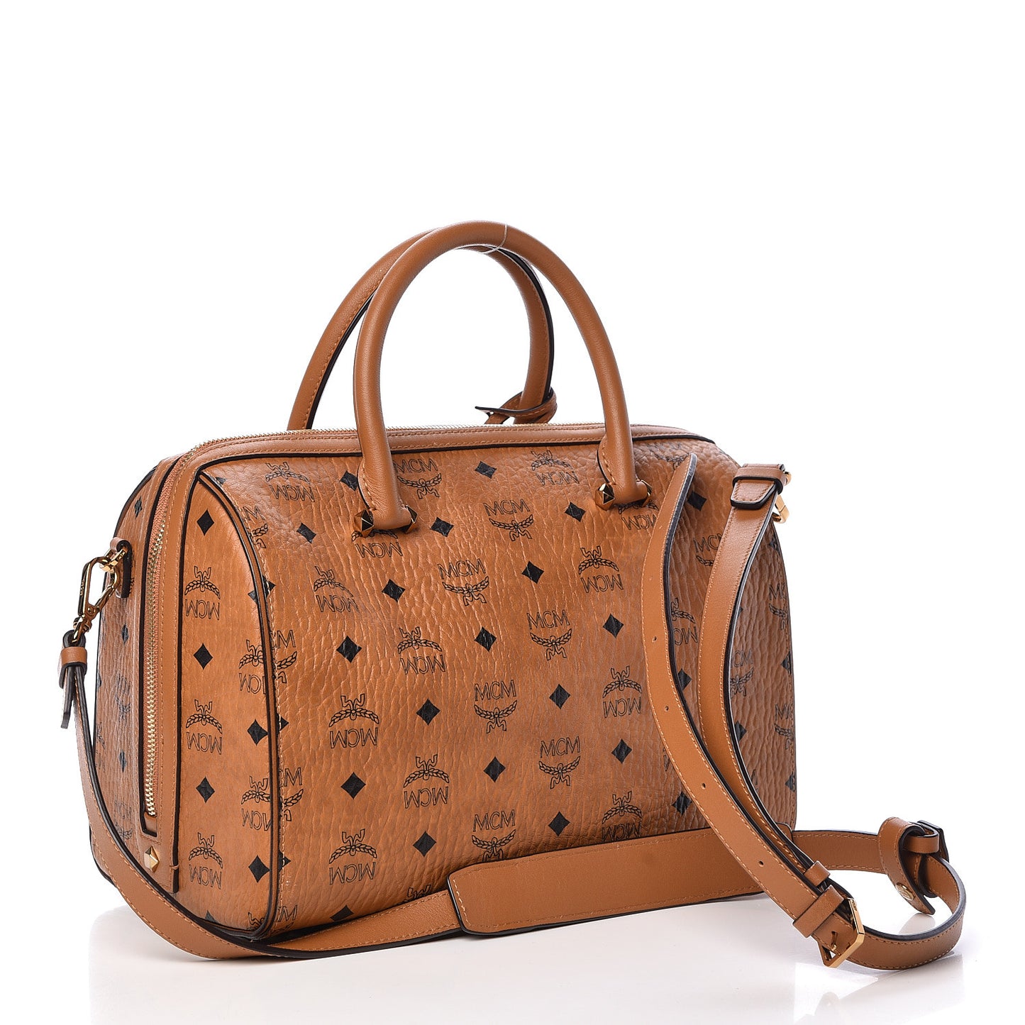 Visetos Medium Boston Bag Cognac
