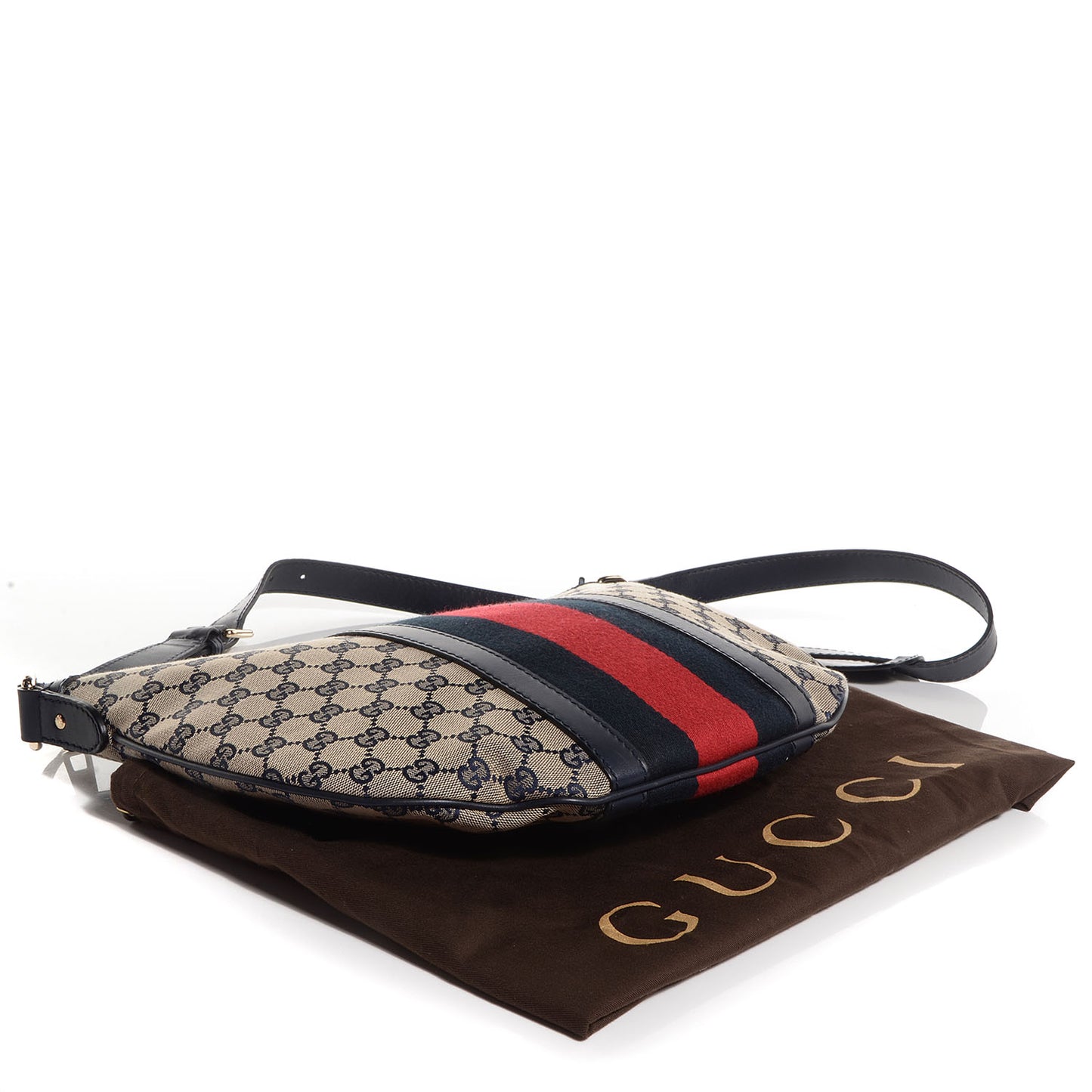Monogram Vintage Web Medium Half Moon Hobo Navy
