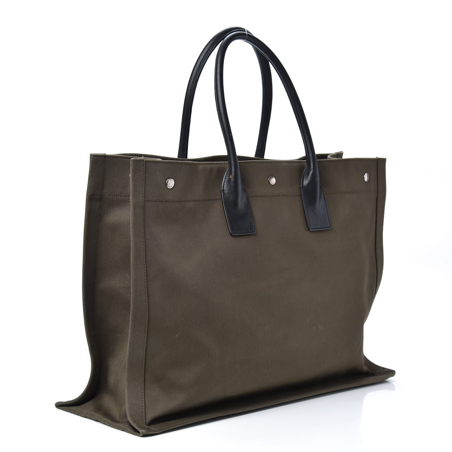 Saint Laurent Linen Calfskin Rive Gauche Tote Khaki 3 of 10