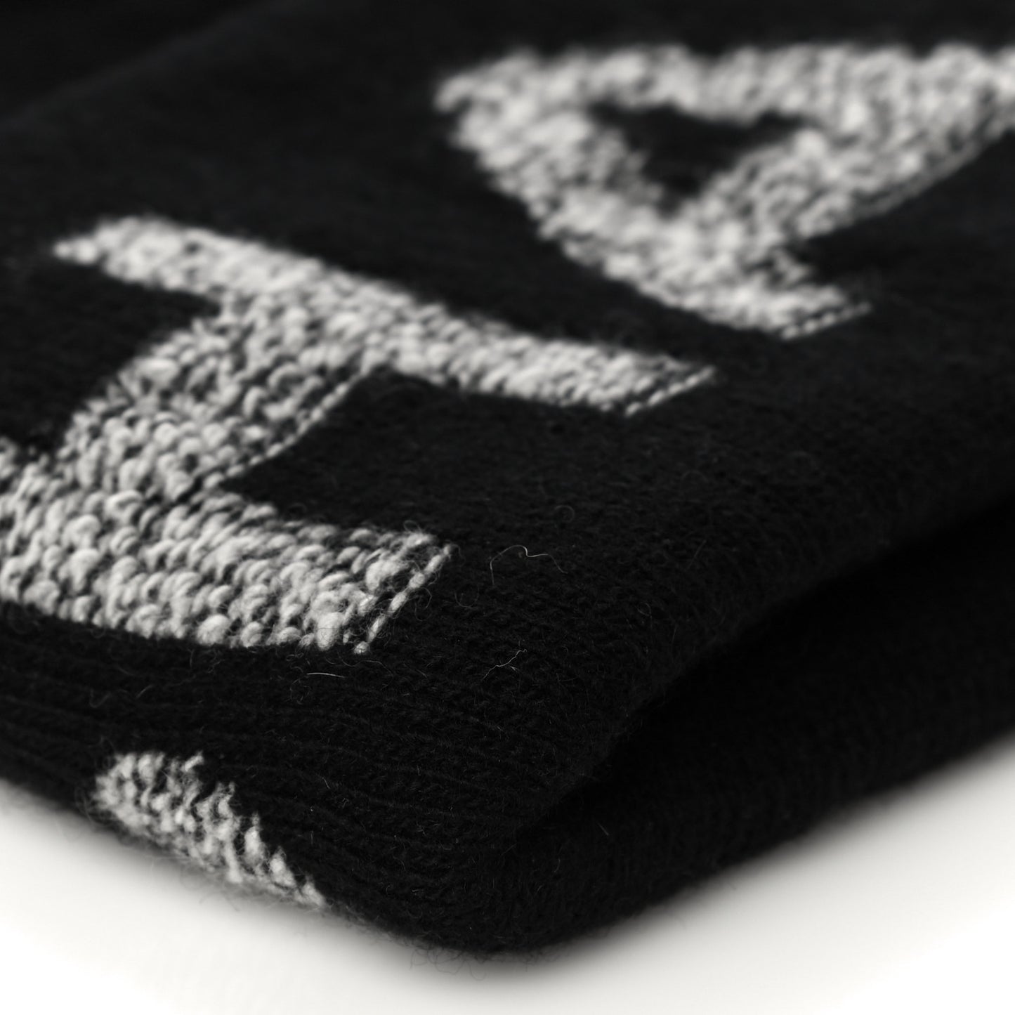 Cashmere Logo Beanie Hat Black Light Grey