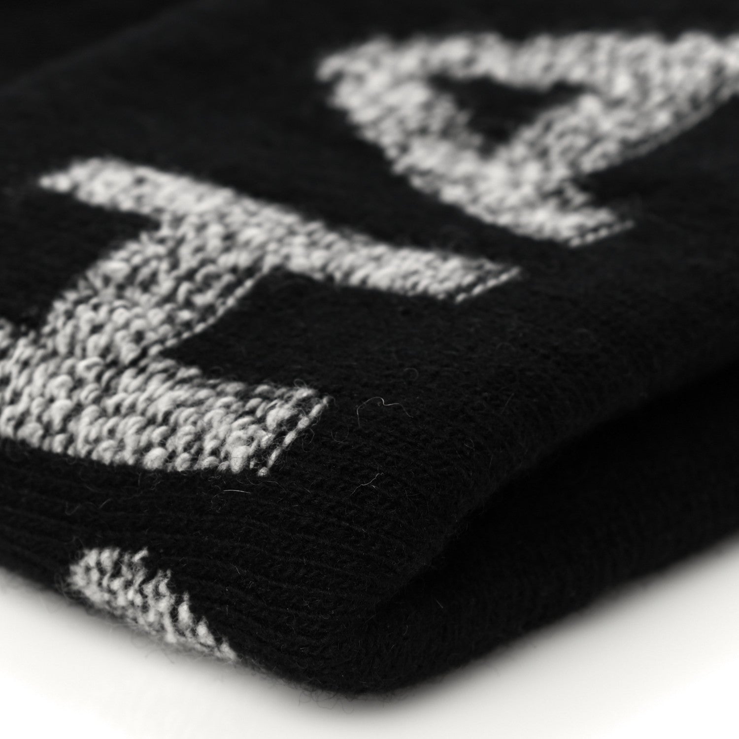 Chanel Cashmere Logo Beanie Hat Black Light Grey 8 of 9