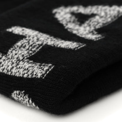 Chanel Cashmere Logo Beanie Hat Black Light Grey 8 of 9