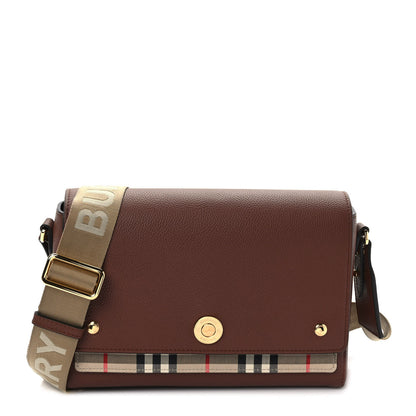 Burberry Calfskin Vintage Check Note Crossbody Bag Tan 1 of 8