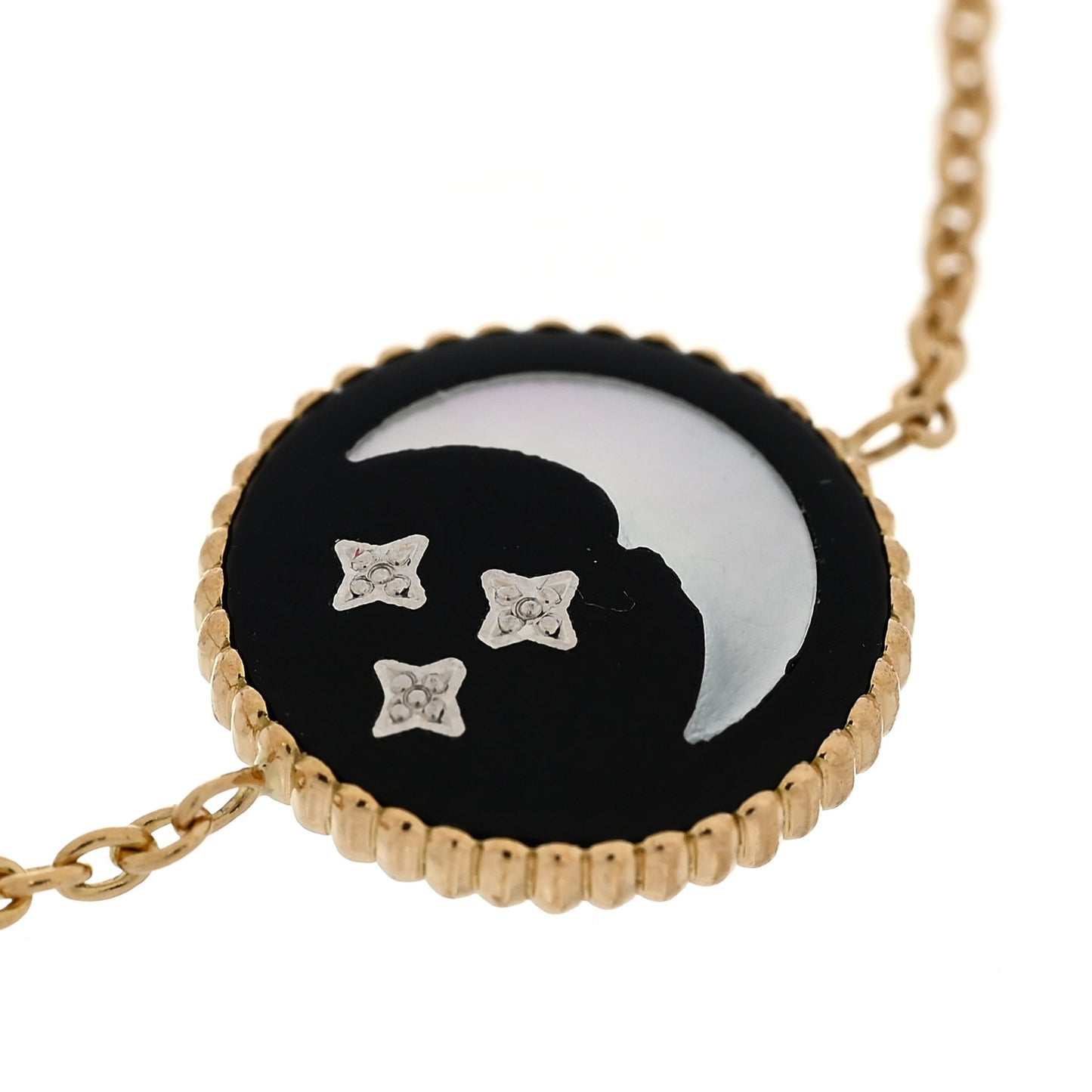 18K Yellow Gold Diamond Black Onyx Mother of Pearl Rose Celeste Bracelet