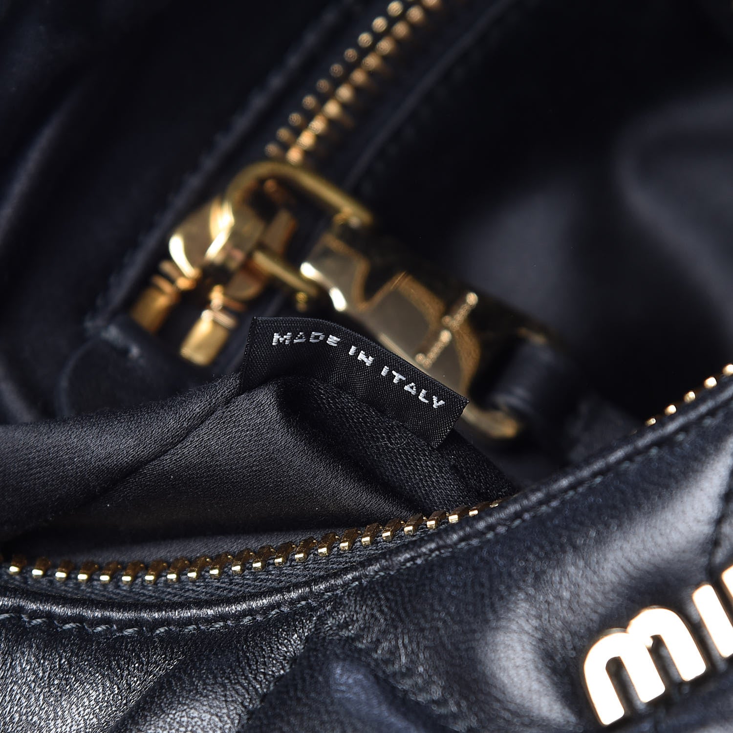 Miu Miu Nappa Matelasse Rider Shoulder Bag Black Blue 9 of 12