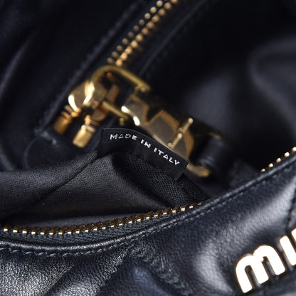 Miu Miu Nappa Matelasse Rider Shoulder Bag Black Blue 9 of 12