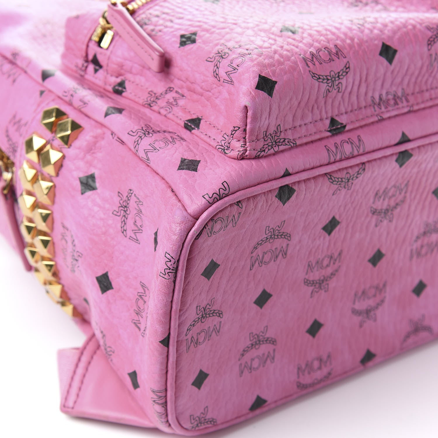 MCM Visetos Small Side Stud Stark Backpack Pink 7 of 10