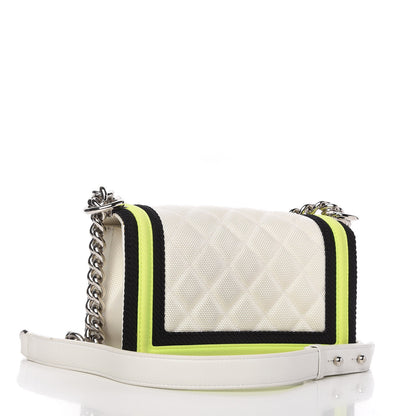 Chanel Canvas Quilted Small Fluo Boy Flap White Black Yellow 3 of 10