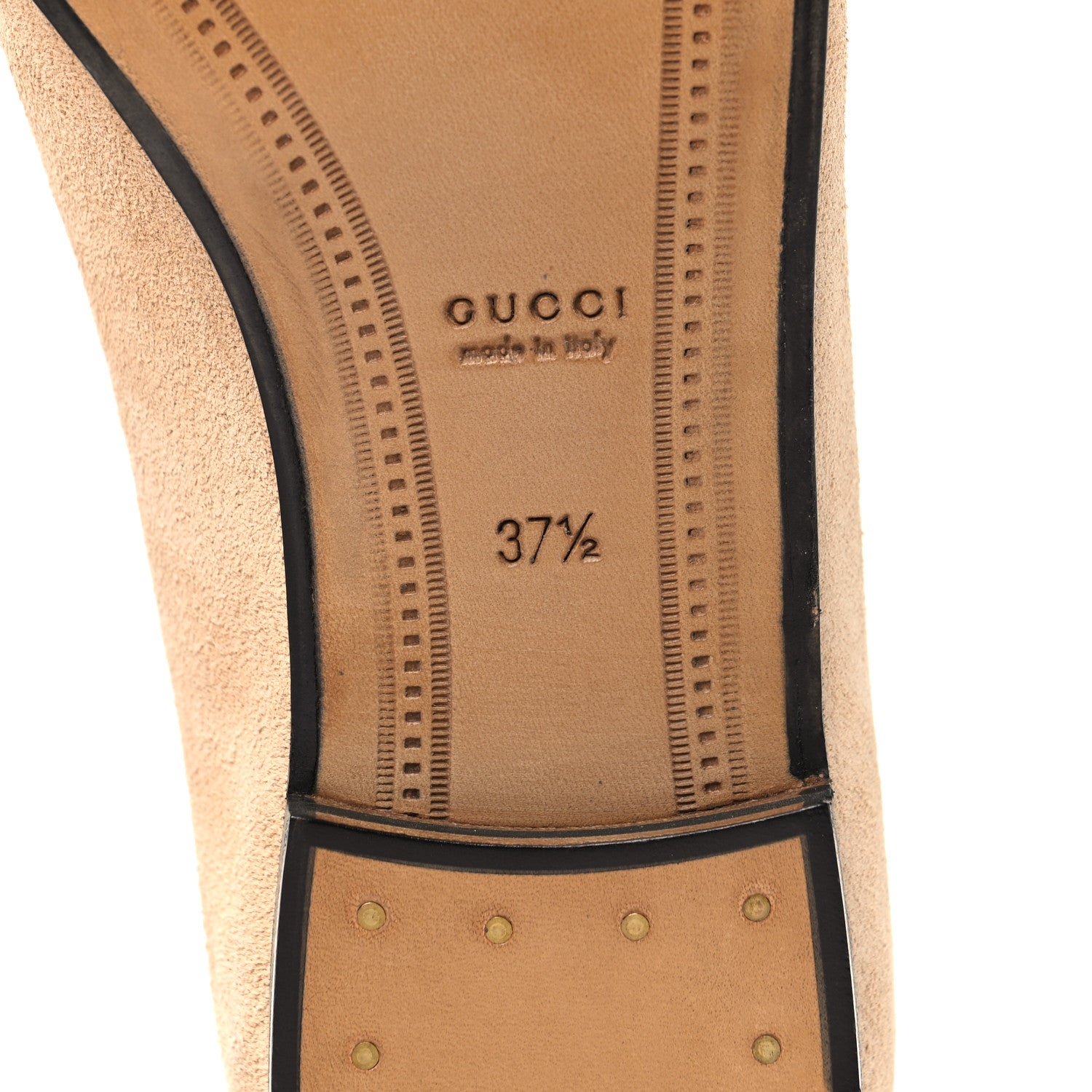 Gucci Suede Horsebit Womens Jordaan Loafers 37.5 Pink Sand 8 of 10