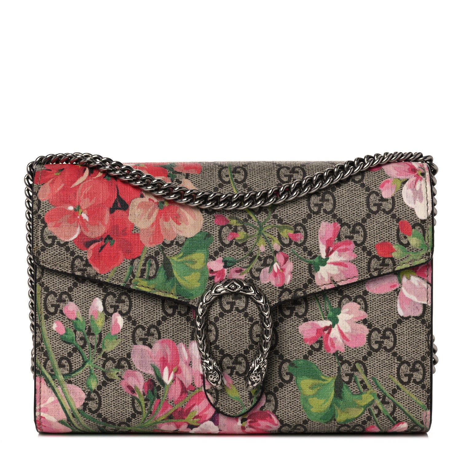 Gucci GG Supreme Monogram Blooms Mini Dionysus Chain Wallet Beige Multicolor Dry Rose 1 of 13