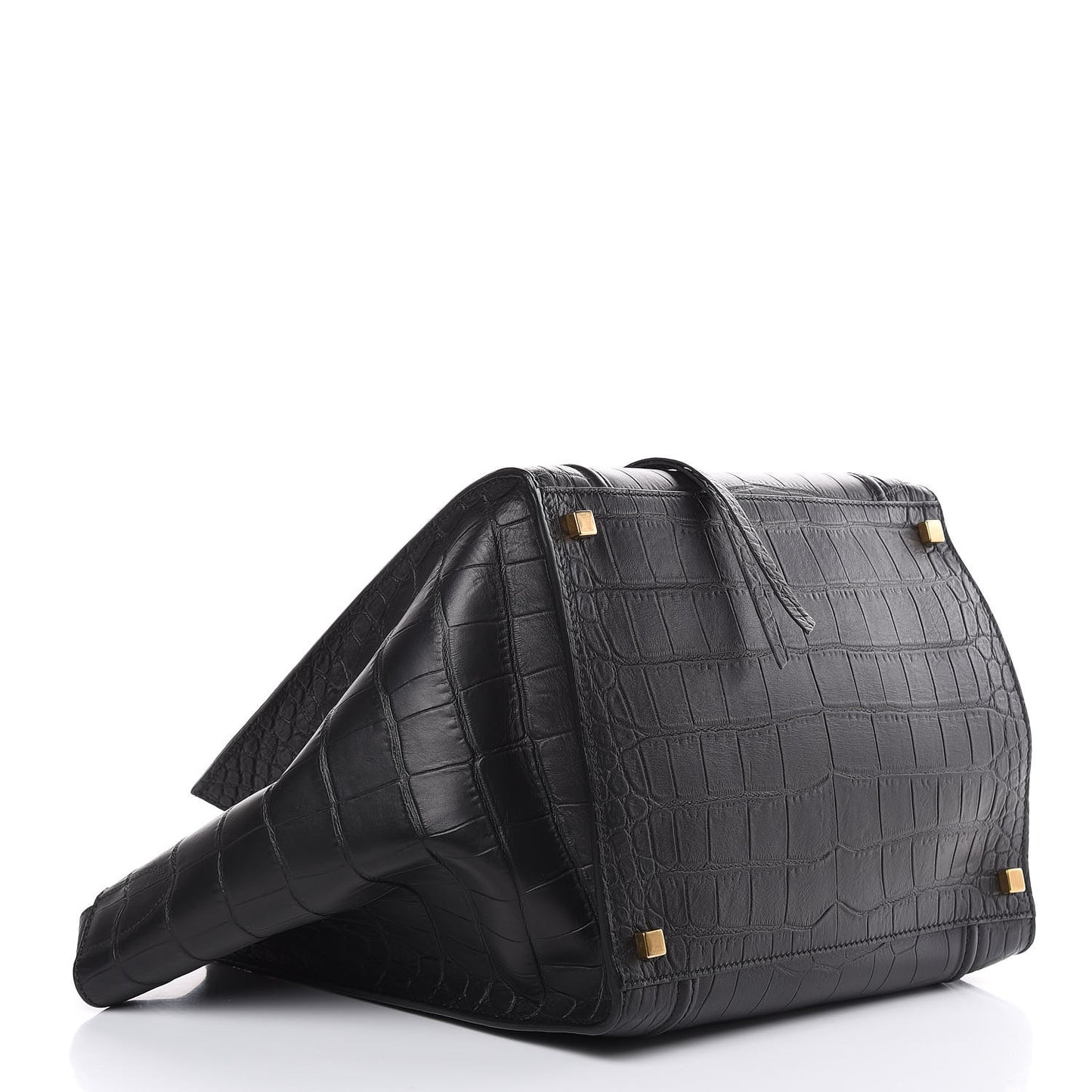 Crocodile Embossed Calfskin Medium Phantom Luggage Black
