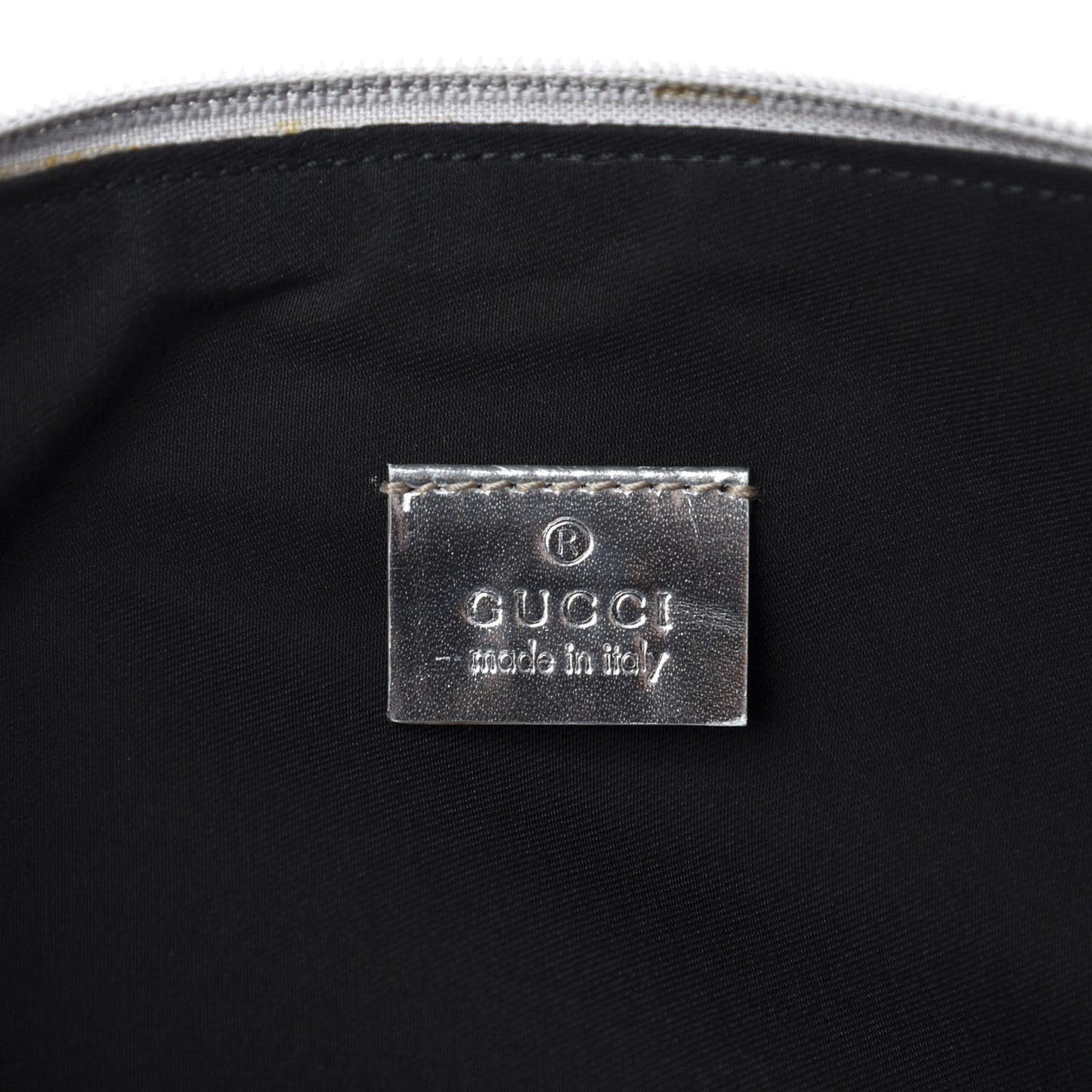 Metallic Monogram Pretty Boat Pochette Silver
