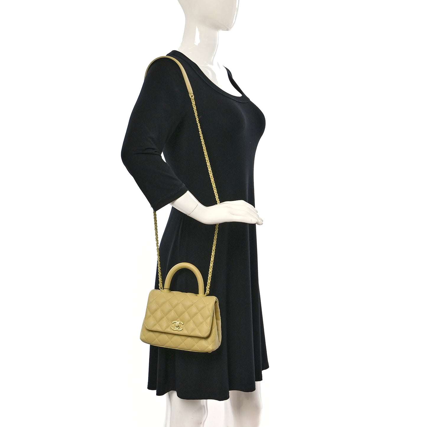 Caviar Quilted Incognito Extra Mini Coco Handle Flap Light Yellow