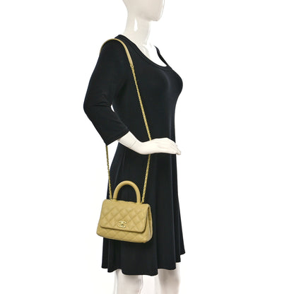Chanel Caviar Quilted Incognito Extra Mini Coco Handle Flap Light Yellow 2 of 10