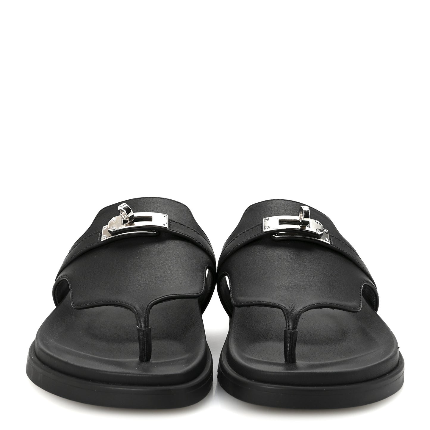 Calfskin Womens Empire Sandals 37.5 Black