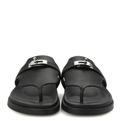 Hermes Calfskin Womens Empire Sandals 37.5 Black 3 of 8