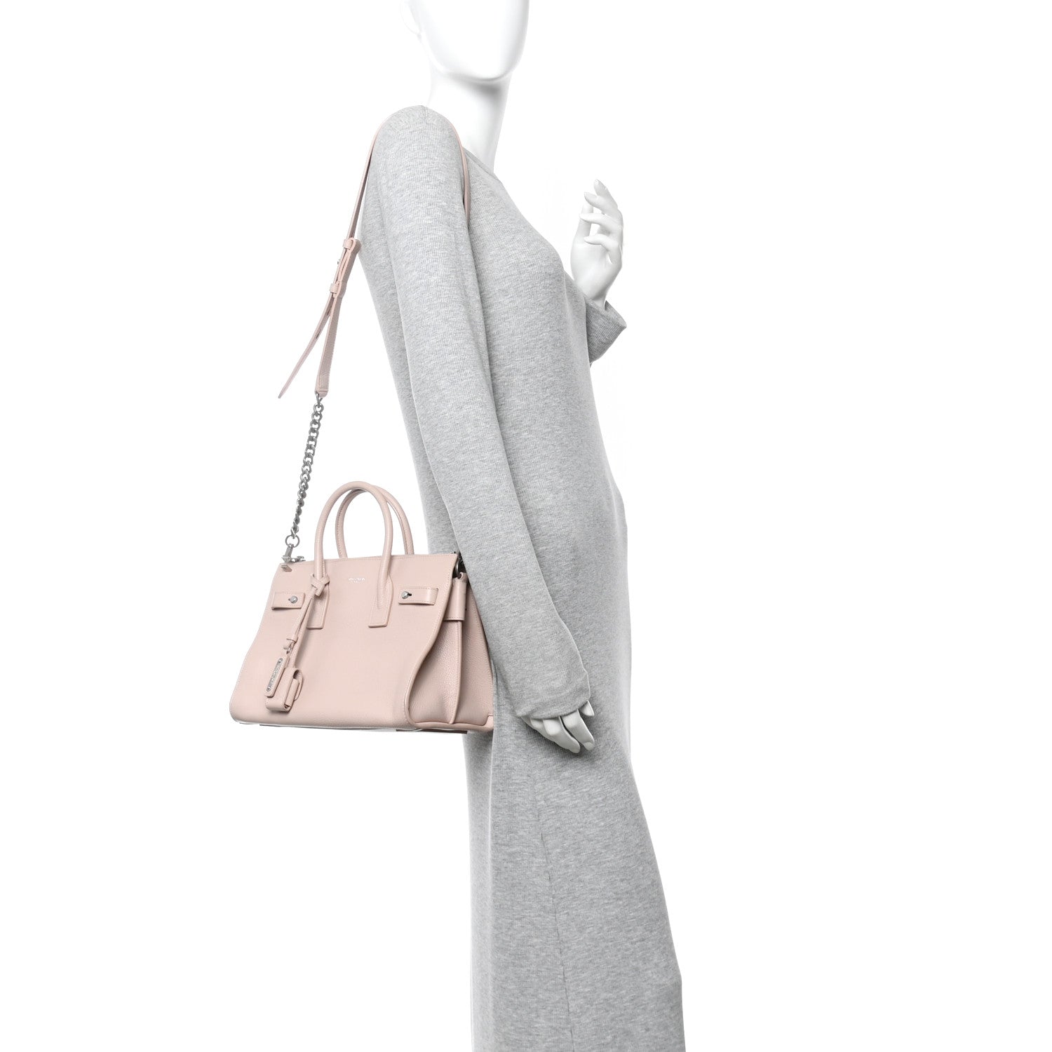 Saint Laurent Grained Calfskin Baby Sac De Jour Souple Marble Pink 2 of 9