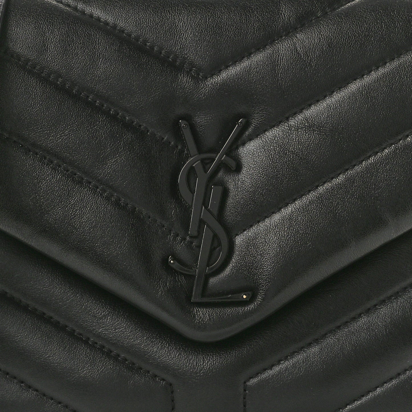 Calfskin Y Quilted Monogram Monochrome Small Loulou Chain Satchel Black