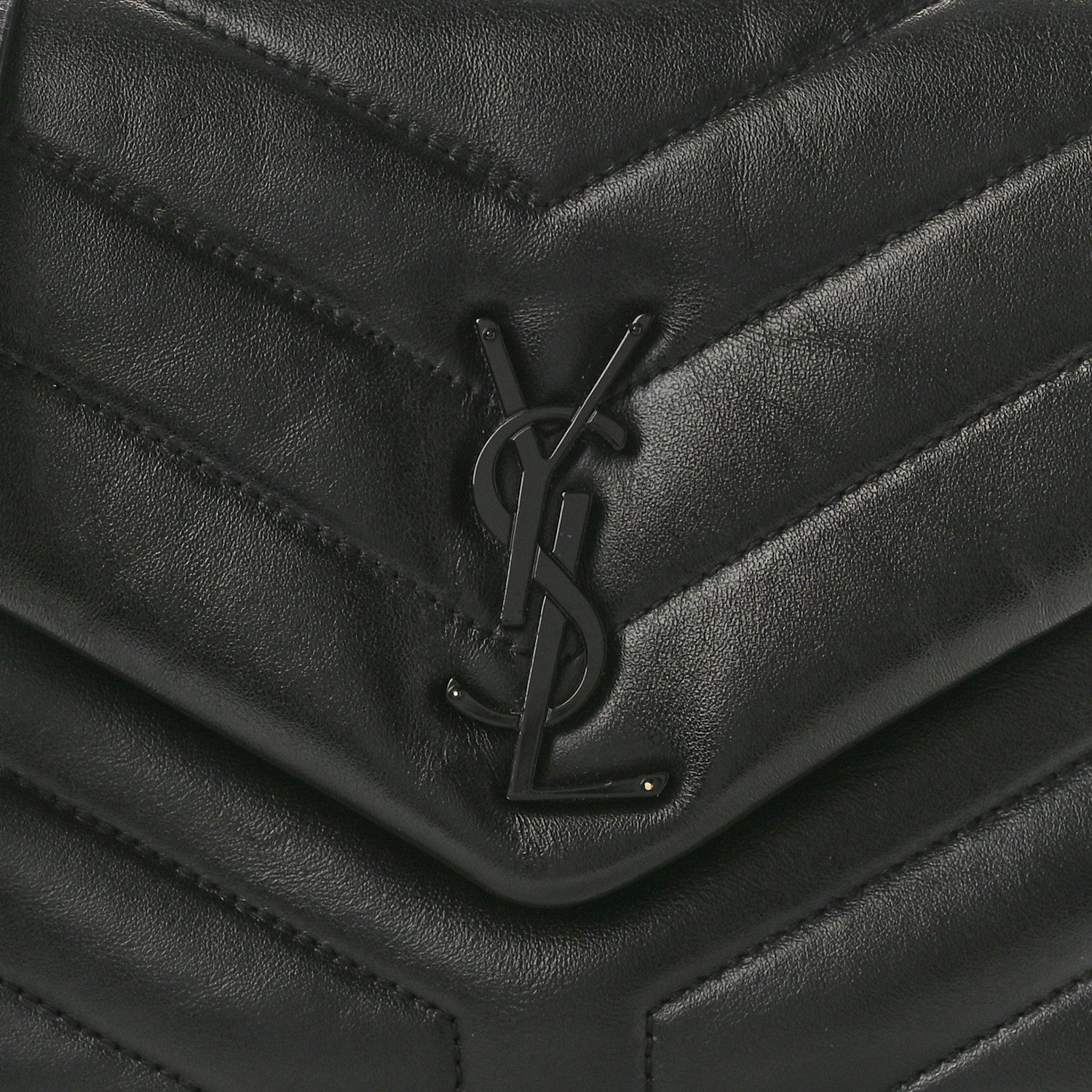 Saint Laurent Calfskin Y Quilted Monogram Monochrome Small Loulou Chain Satchel Black 8 of 10