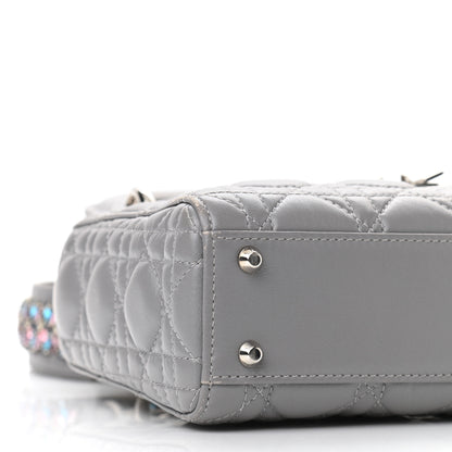 Christian Dior Lambskin Cannage Mini Lady Dior Crystal Strap Grey 10 of 11