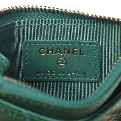 Chanel Metallic Caviar Quilted CC Zip Card Holder Green 6 of 7
