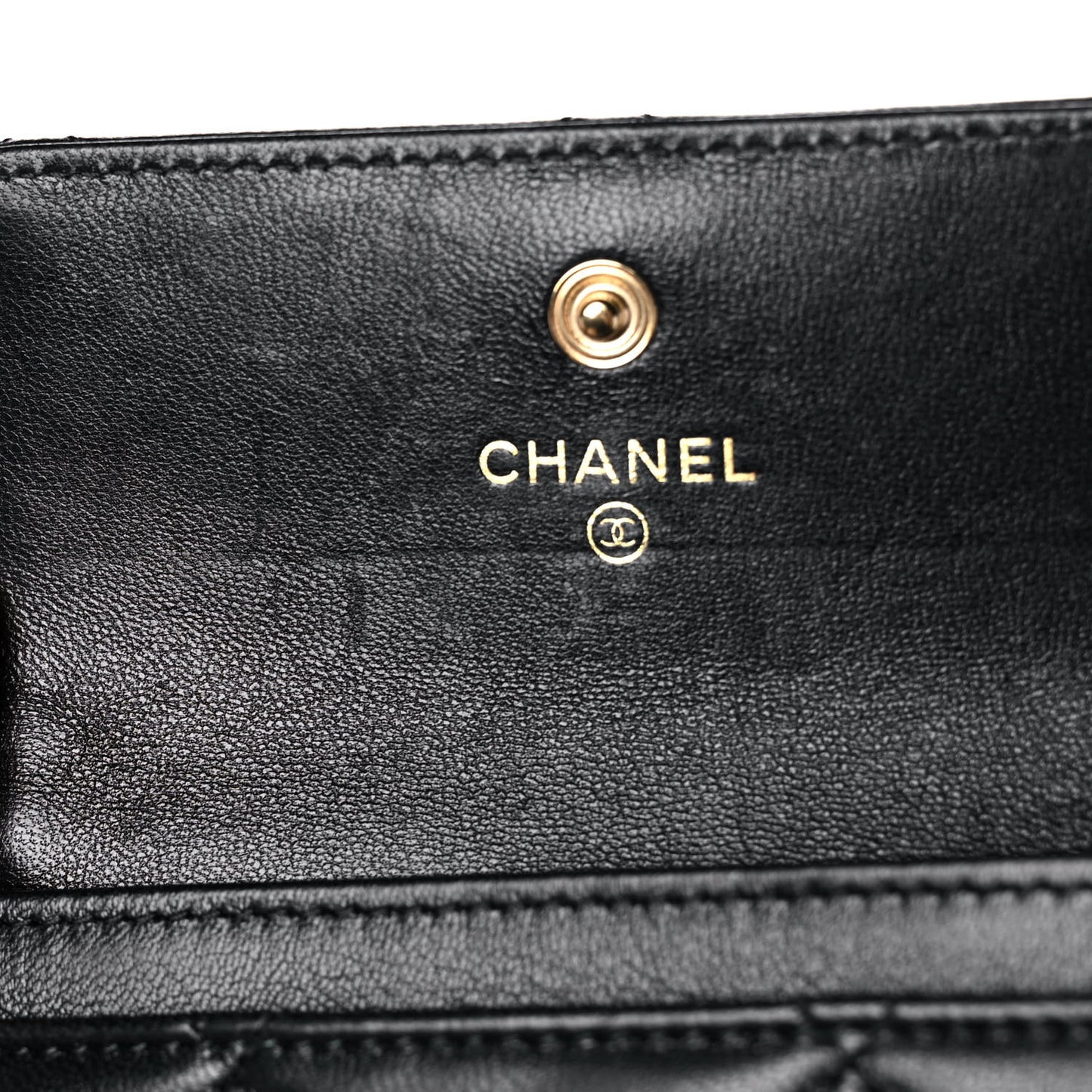 Lambskin Quilted Chanel 19 Flap Card Holder Black