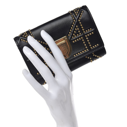 Christian Dior Lambskin Cannage Studded Diorama Elancee Wallet Black 2 of 7
