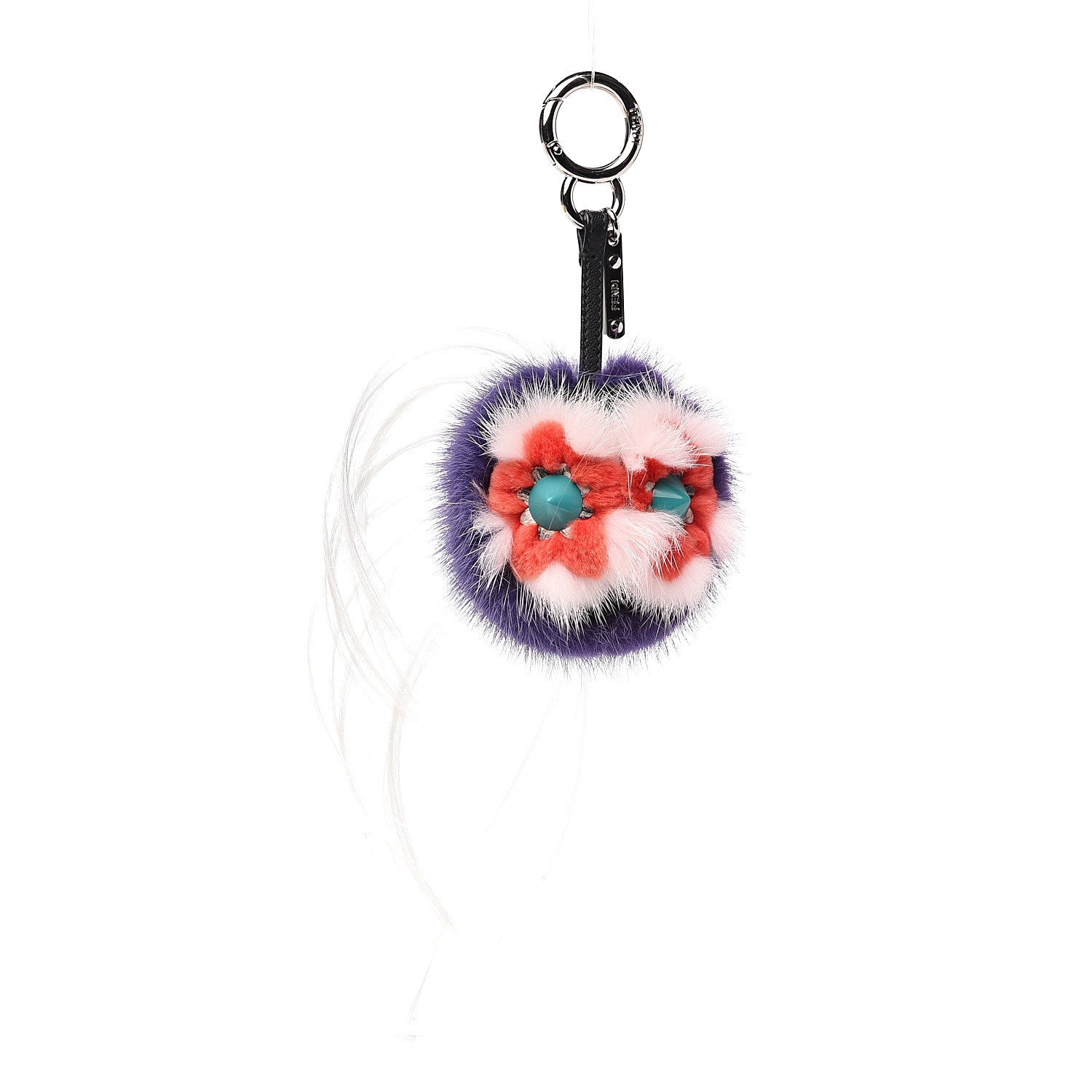Fendi Fox Fur Monster Flowery Mini Bag Bug Charm Viola Acqua Multicolor 1 of 3