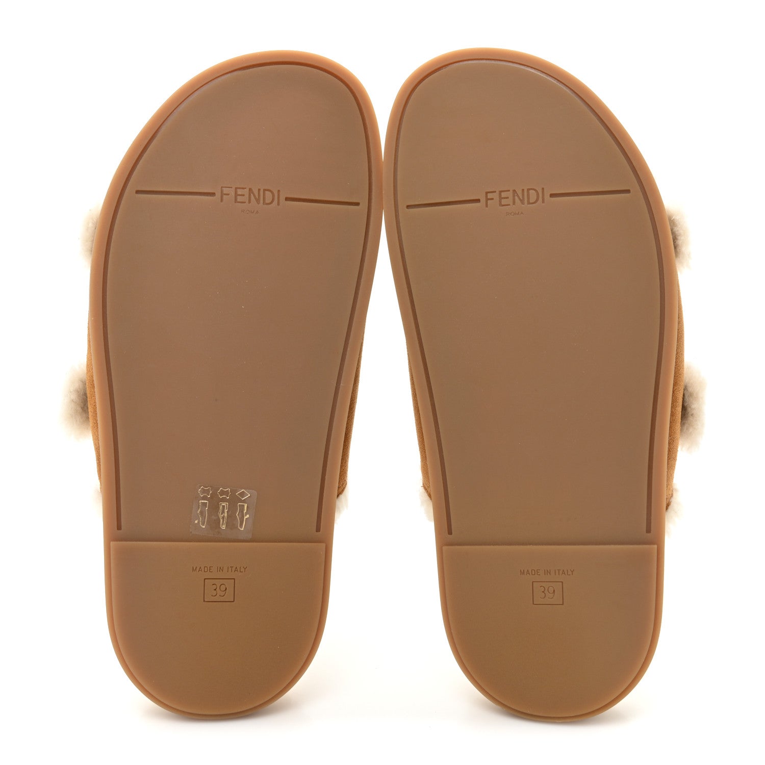 Fendi Suede Shearling Fendi Feel Buckled Slide Sandals 39 Beige Latte 5 of 7