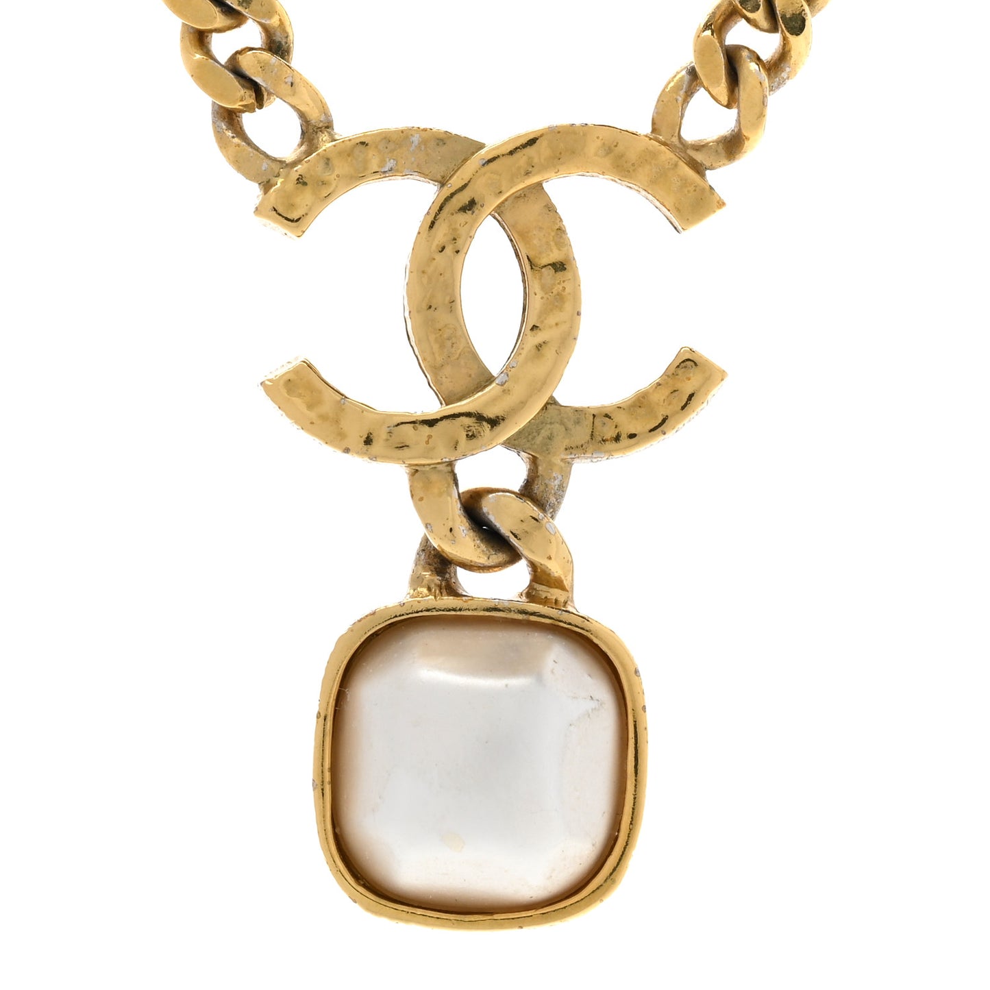 Metal Natural Stones CC Necklace Pearly White Gold