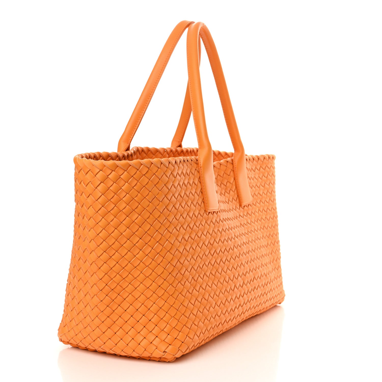 Bottega Veneta Lambskin Intreccio Medium Cabat Tangerine 4 of 11