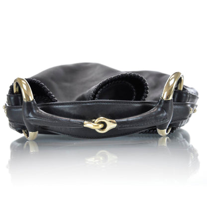 Gucci Leather Large Horsebit Chain Hobo Black 4 of 9