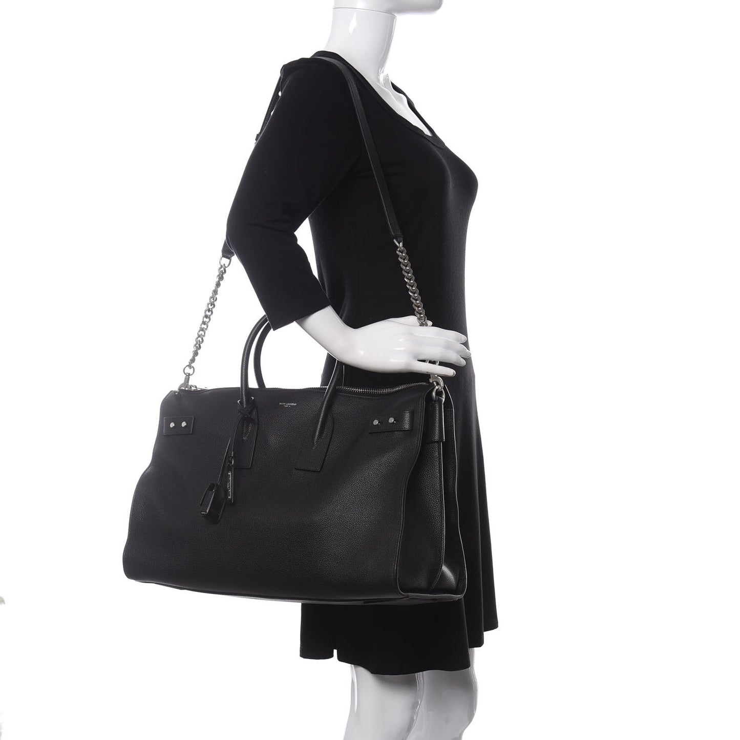 Grained Calfskin Medium Souple Sac De Jour Duffle Black