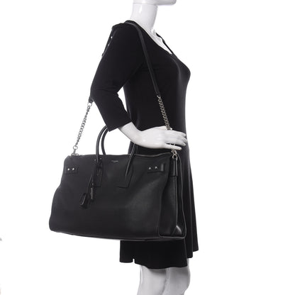 Saint Laurent Grained Calfskin Medium Souple Sac De Jour Duffle Black 3 of 11
