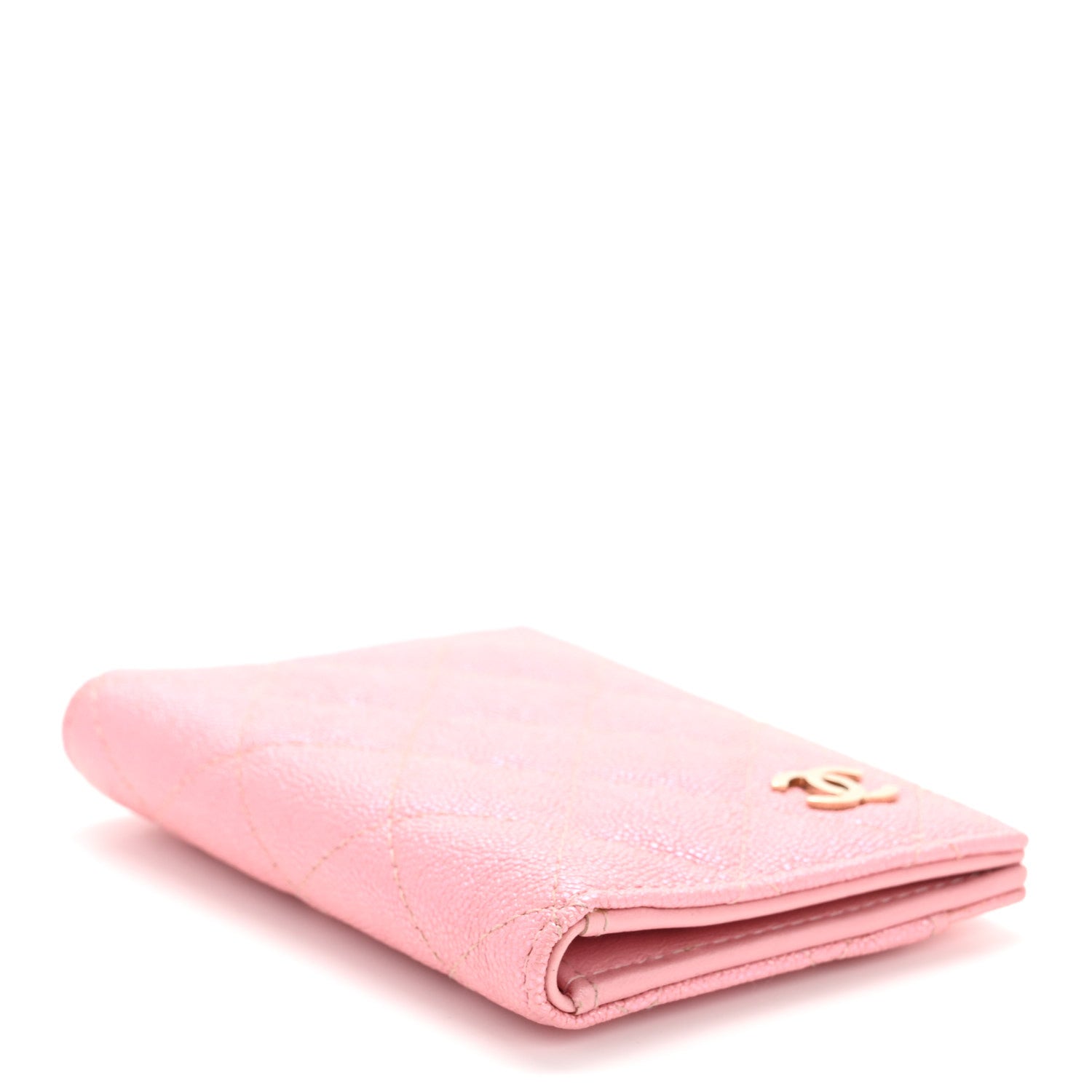 Chanel Iridescent Caviar Quilted Card Holder Wallet Rose Pink 4 of 8