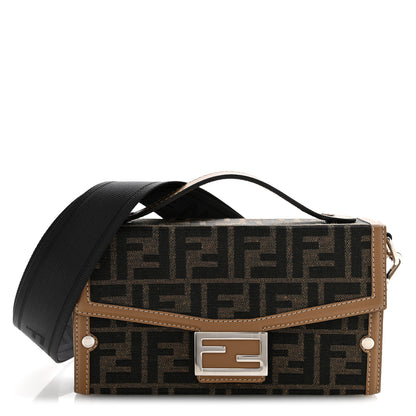 Fendi Recycled Fabric Jacquard Vitello King FF 1974 Baguette Soft Trunk Tobacco Moro Sand 1 of 12