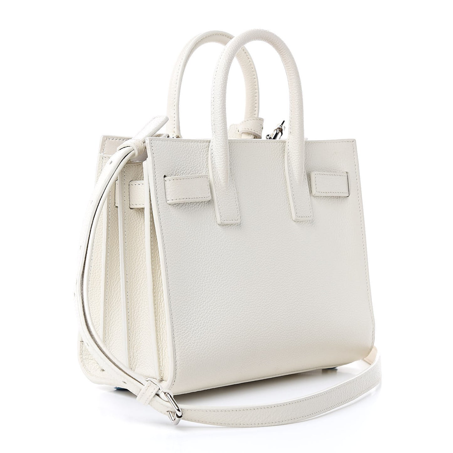 Grained Calfskin Nano Sac de Jour Dove White