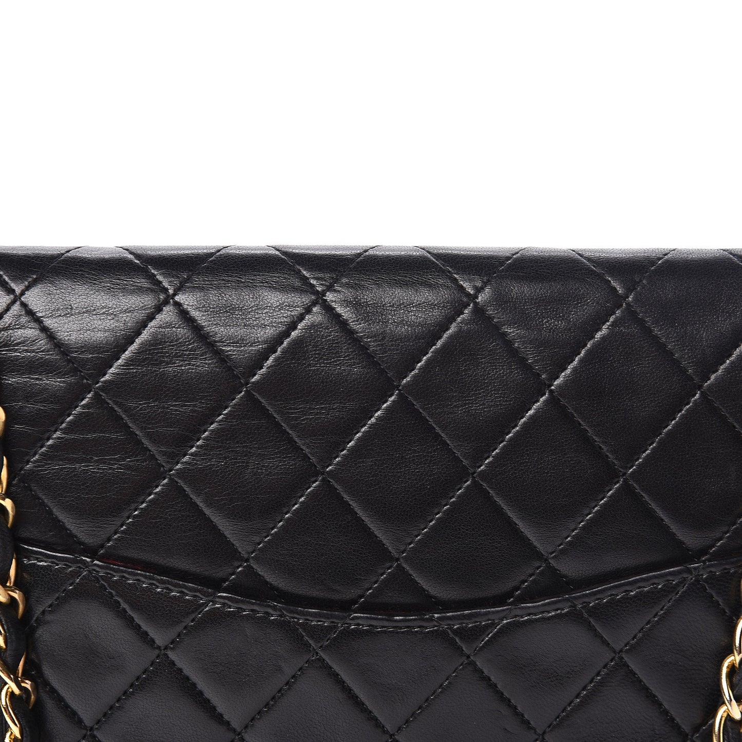 Lambskin Quilted Medium Double Flap Black