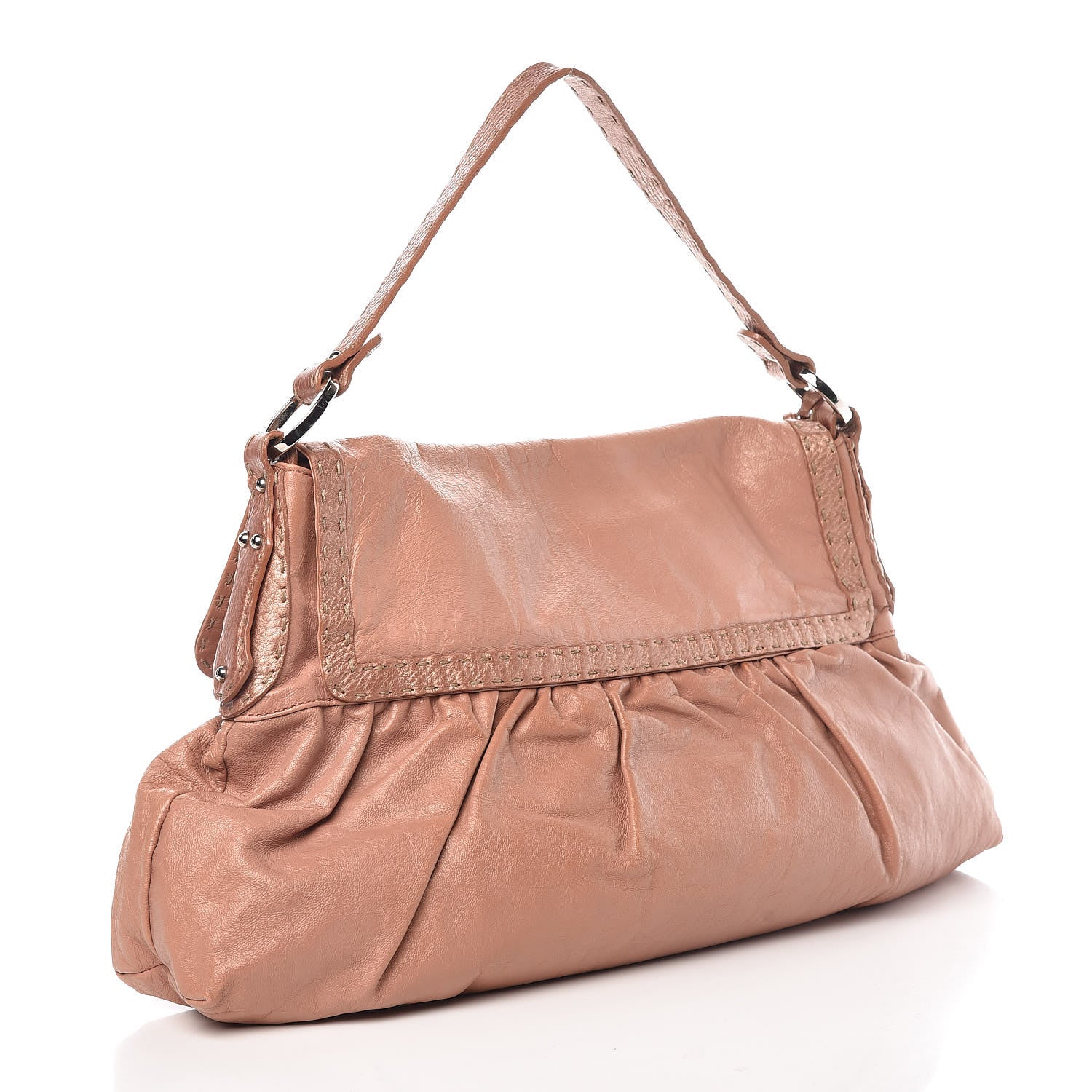 Fendi Lambskin Calfskin Romano Selleria Large Chef Shoulder Bag Pink 3 of 13