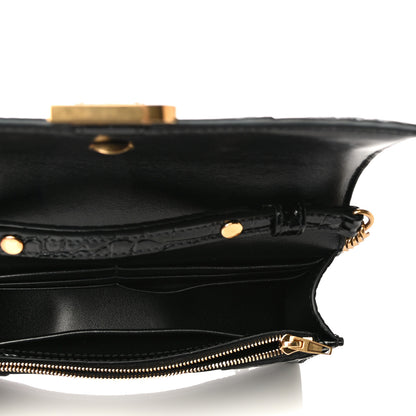 Balenciaga Shiny Calfskin Crocodile Embossed Hourglass Chain Bag Black 5 of 7