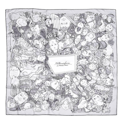 Hermes Silk Metamorphoses Par Paris Scarf 90 Gris Perle White Gris 1 of 5