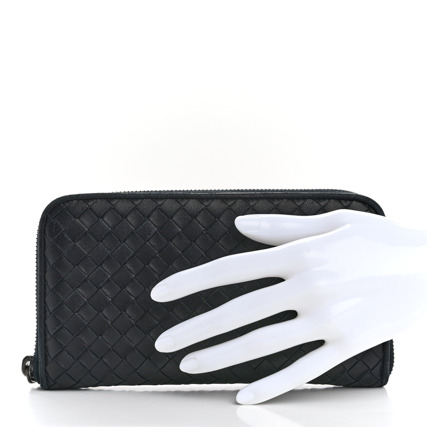 Nappa Intrecciato Zip Around Wallet Blue