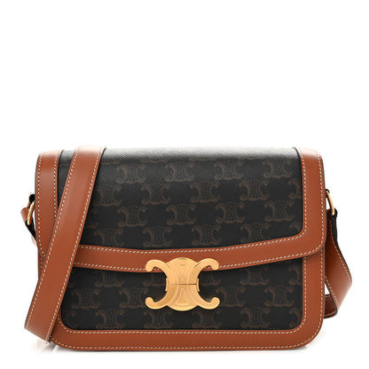 Celine Triomphe Canvas Calfskin Medium Triomphe Bag Tan 1 of 9